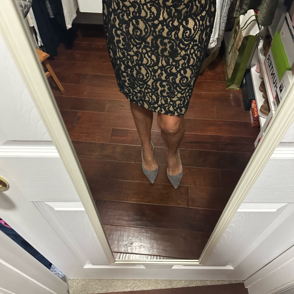 Loft Black And Tan Knee-Length Pencil Skirt For Work And Cocktail